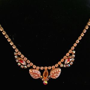 Vintage Pink Rhinestone Bib Necklace